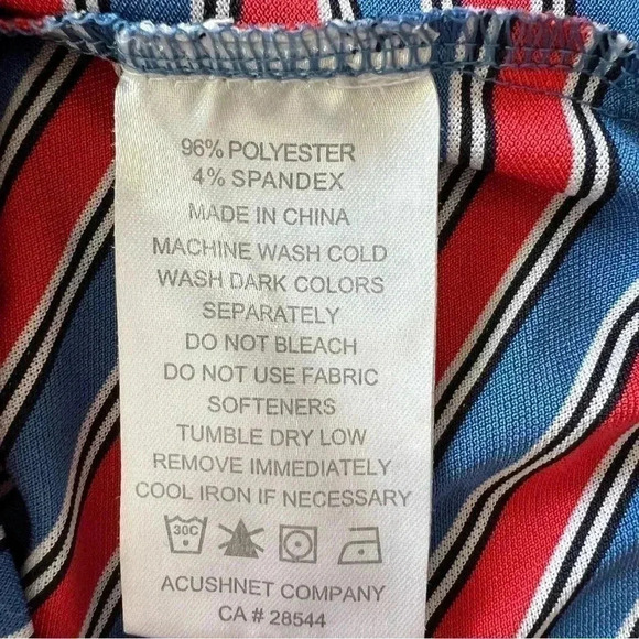 FootJoy FJ Mens Golf Polo Shirt Large Red Blue Striped Stretch Polyester… - Picture 5 of 9